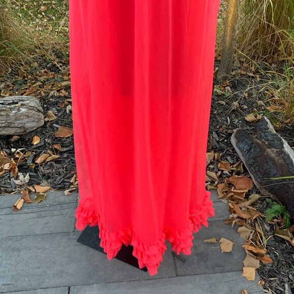 Vintage 60s 70s Sheer Chiffon Sleeveless Fairy Maxi Slip Dress Nightgown - Picture 9 of 14